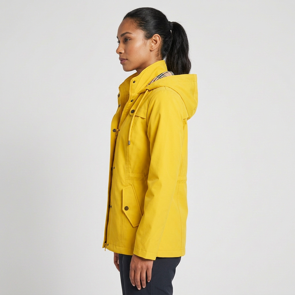 Qing - Casual Drawstring Waist Zip-Up Hooded Jacket