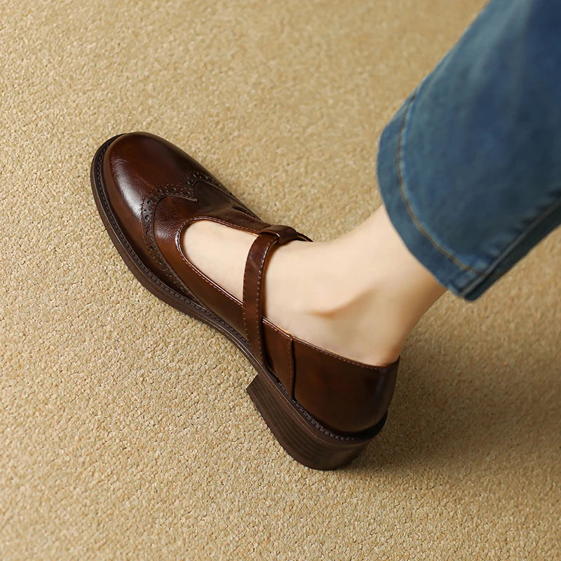 Ivy | Genuine Leather Mary Jane Heels
