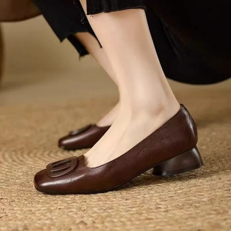 IMOGEN | WOMEN'S SOFT LEATHER SQUARE-TOE BUCKLE SHOES
