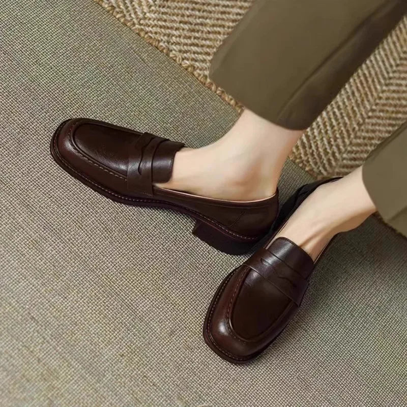 Maya | Soft Leather Square-Heel Loafers