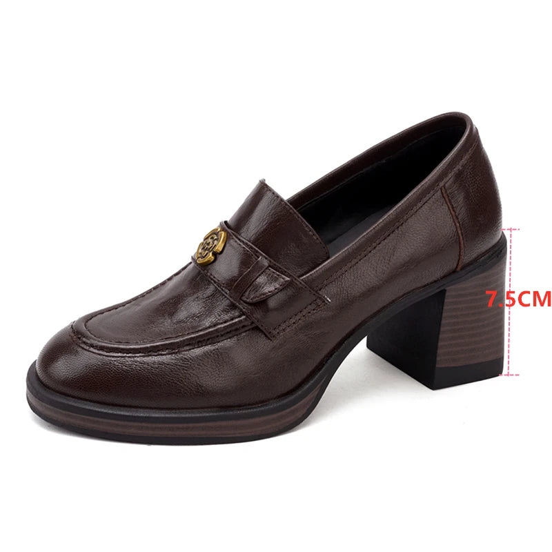 Mia | Retro Chunky Heel Loafers