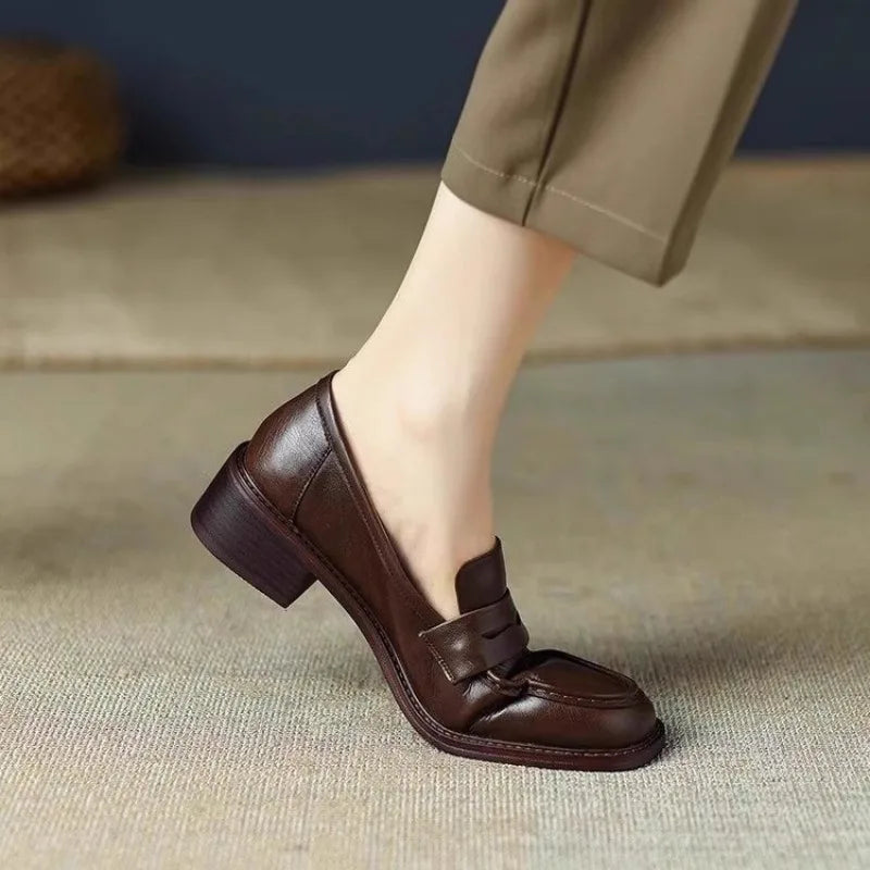 Maya | Soft Leather Square-Heel Loafers