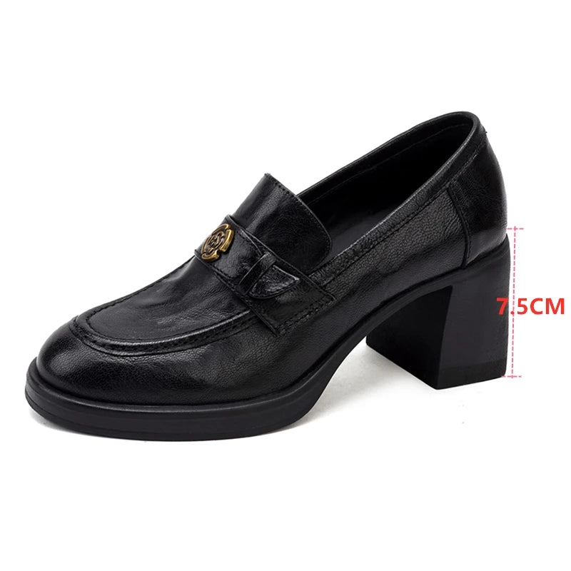 Mia | Retro Chunky Heel Loafers
