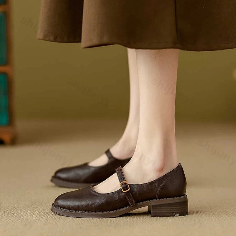 Evie | Chunky Heel Buckle Shoes