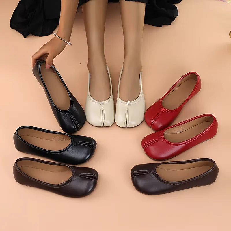 Beatrice | Soft Leather Split-Toe Ballet Flats