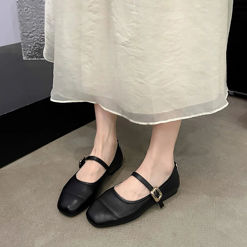 ALICE | WOMEN'S SQUARE-TOE BUCKLE CASUAL LOAFERS
