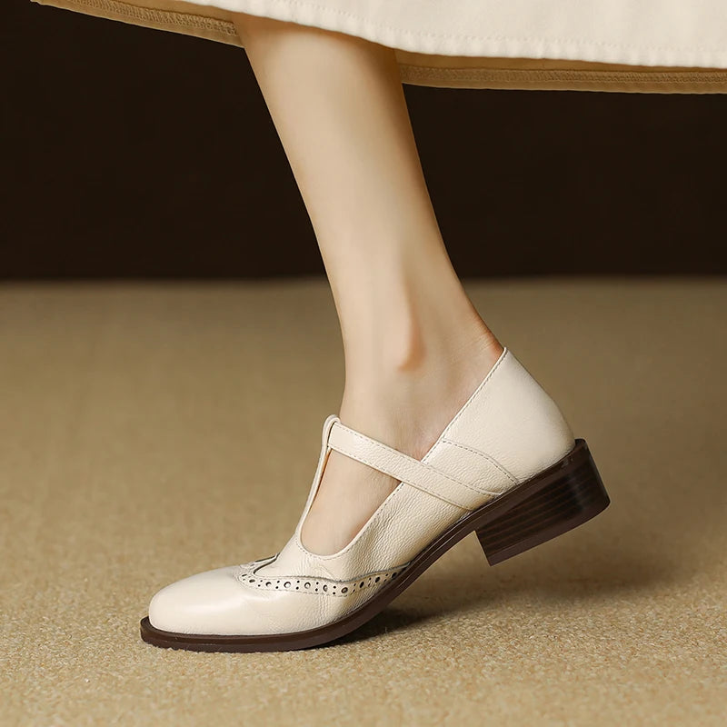 Ivy | Genuine Leather Mary Jane Heels