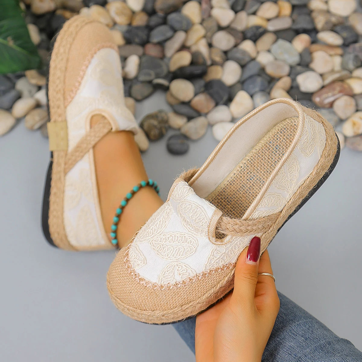 Ella | Boho Embroidered Canvas Shoes