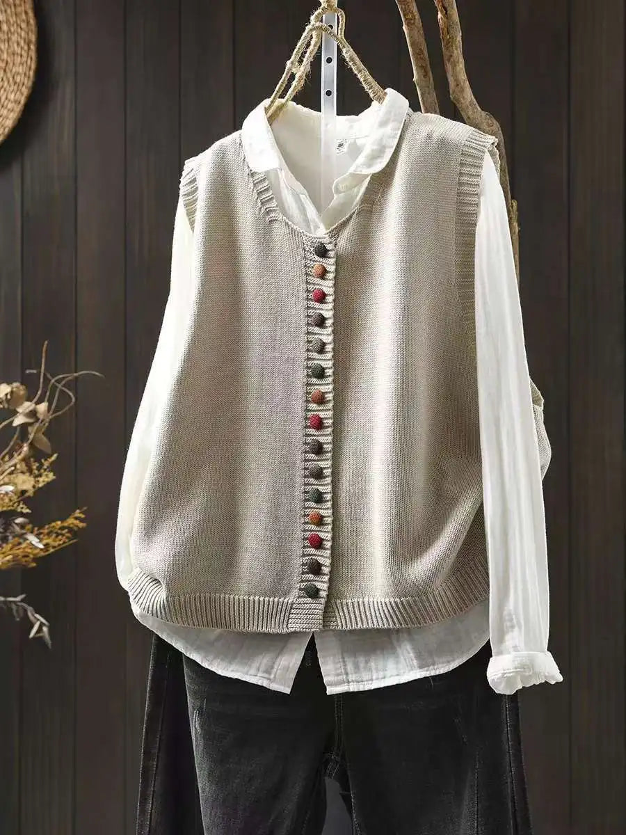 JULIA | COLOURFUL BUTTON KNITTED VEST