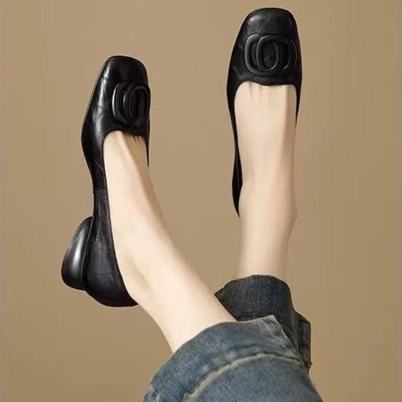 IMOGEN | WOMEN'S SOFT LEATHER SQUARE-TOE BUCKLE SHOES
