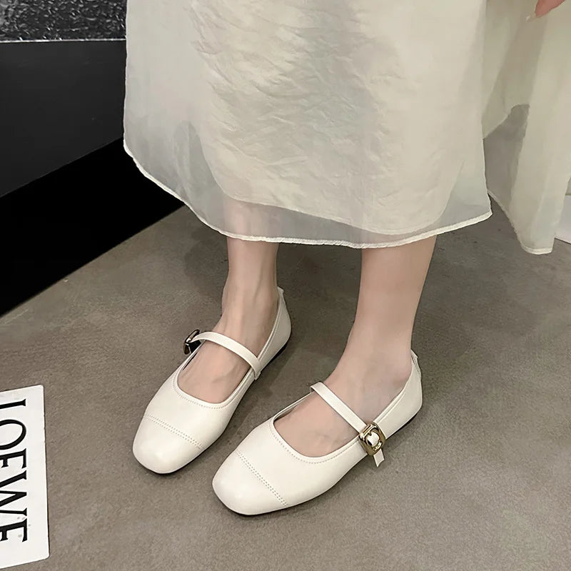 ALICE | WOMEN'S SQUARE-TOE BUCKLE CASUAL LOAFERS