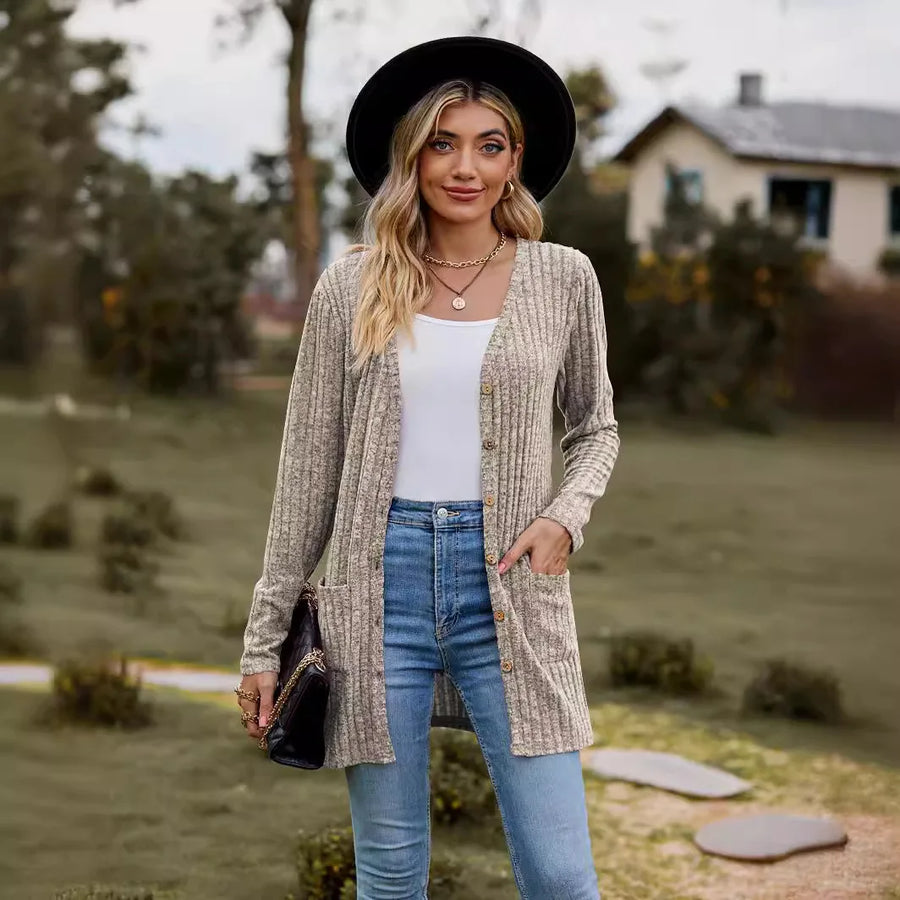Eleanor | Women's Soft Ribbed Knit Long Sleeve Cardigan
