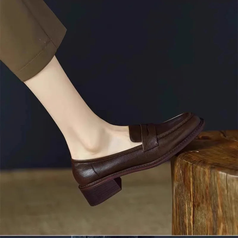 Maya | Soft Leather Square-Heel Loafers