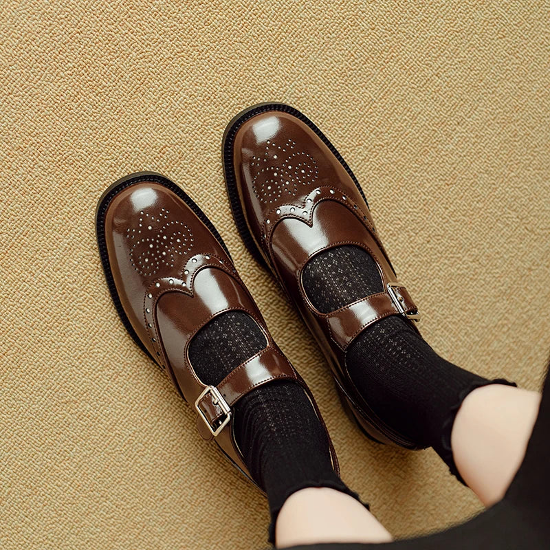 Matilda | Genuine Calf Leather Buckle Flats