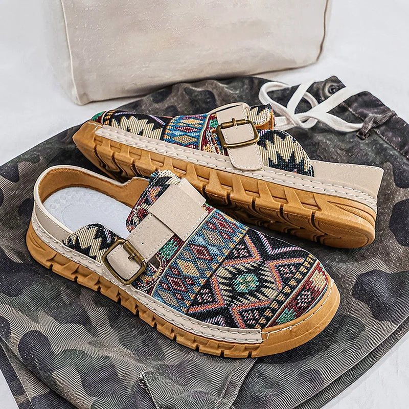 Hannah | Boho Patterned Slip-On Mules Shoes