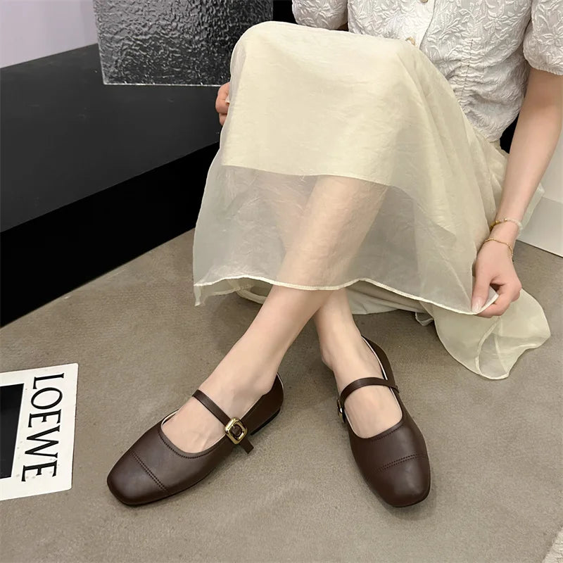 ALICE | WOMEN'S SQUARE-TOE BUCKLE CASUAL LOAFERS
