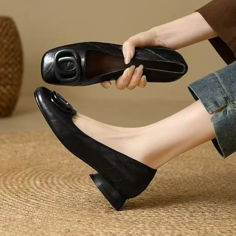 IMOGEN | WOMEN'S SOFT LEATHER SQUARE-TOE BUCKLE SHOES