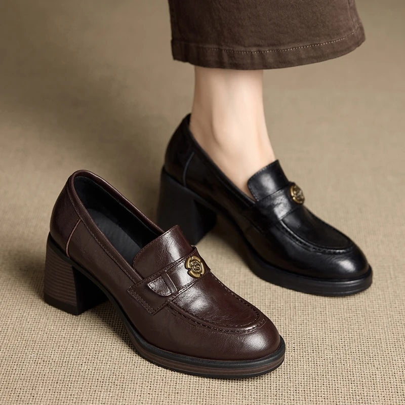 Mia | Retro Chunky Heel Loafers