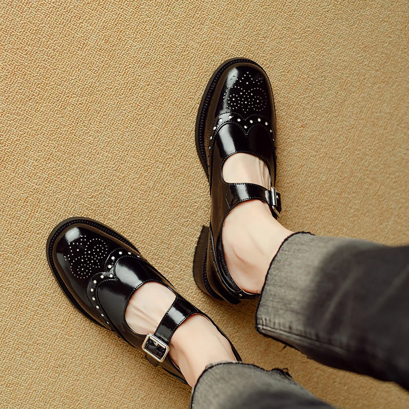 Matilda | Genuine Calf Leather Buckle Flats