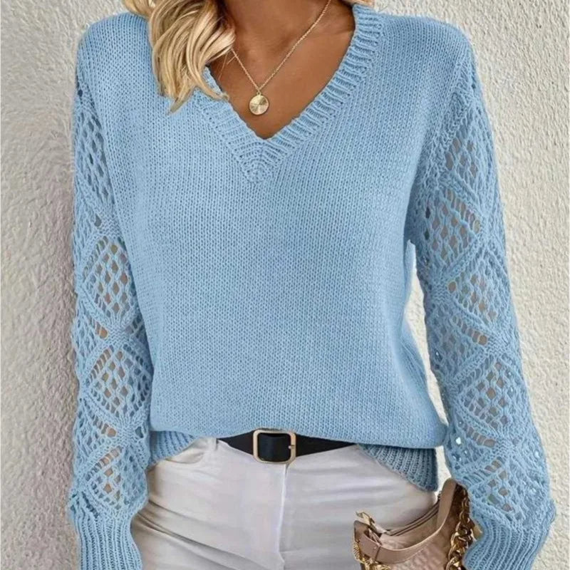 Martha | V-Neck Open-Knit Jumper