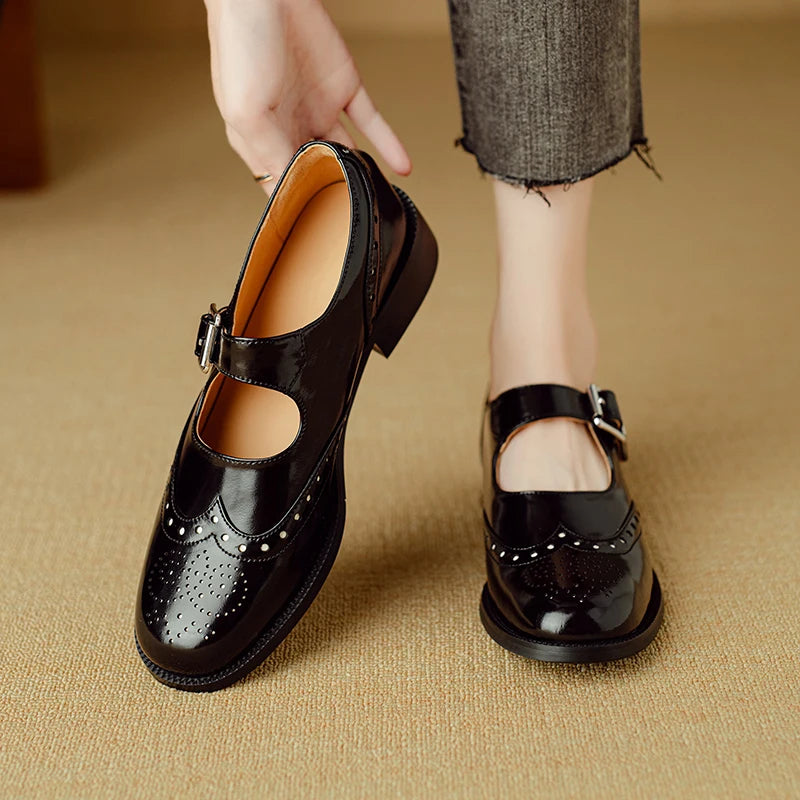 Matilda | Genuine Calf Leather Buckle Flats
