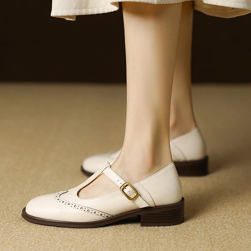 Ivy | Genuine Leather Mary Jane Heels