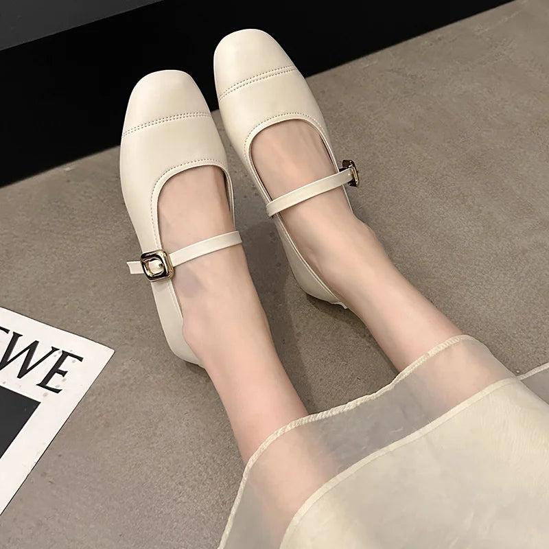 ALICE | WOMEN'S SQUARE-TOE BUCKLE CASUAL LOAFERS
