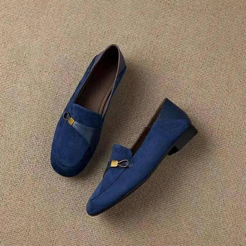 BELLA | WOMEN'S SQUARE-TOE SUEDE LOW-HEEL LOAFERS