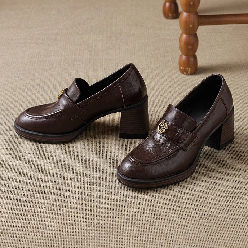 Mia | Retro Chunky Heel Loafers