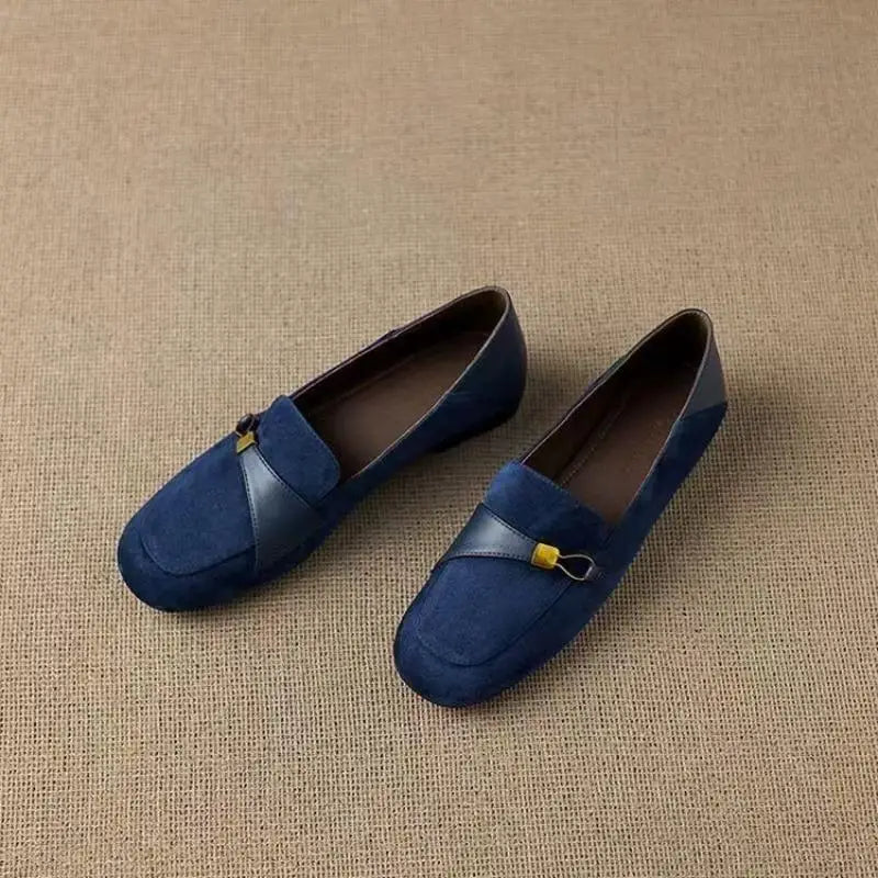 BELLA | WOMEN'S SQUARE-TOE SUEDE LOW-HEEL LOAFERS