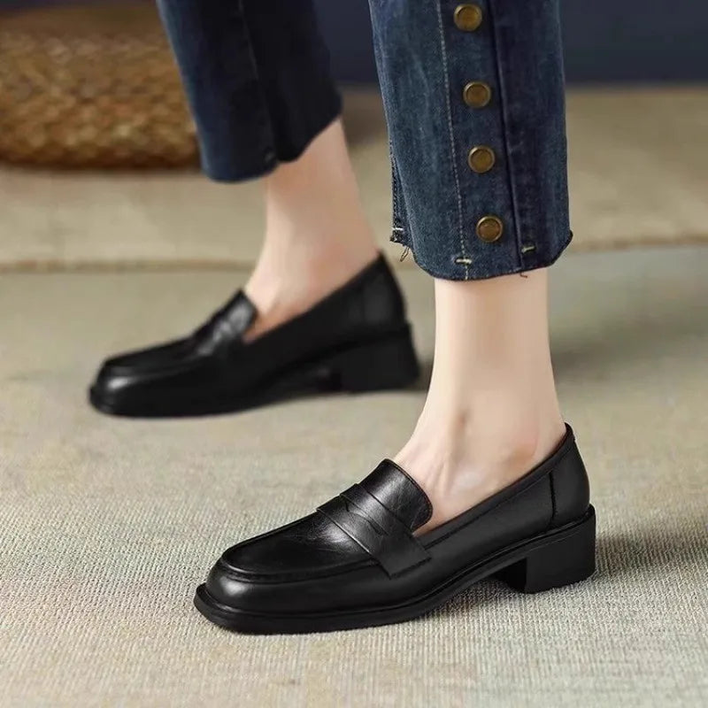 Maya | Soft Leather Square-Heel Loafers