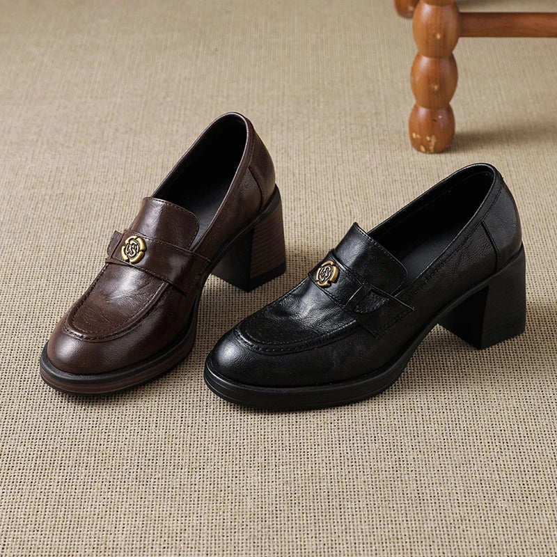 Mia | Retro Chunky Heel Loafers