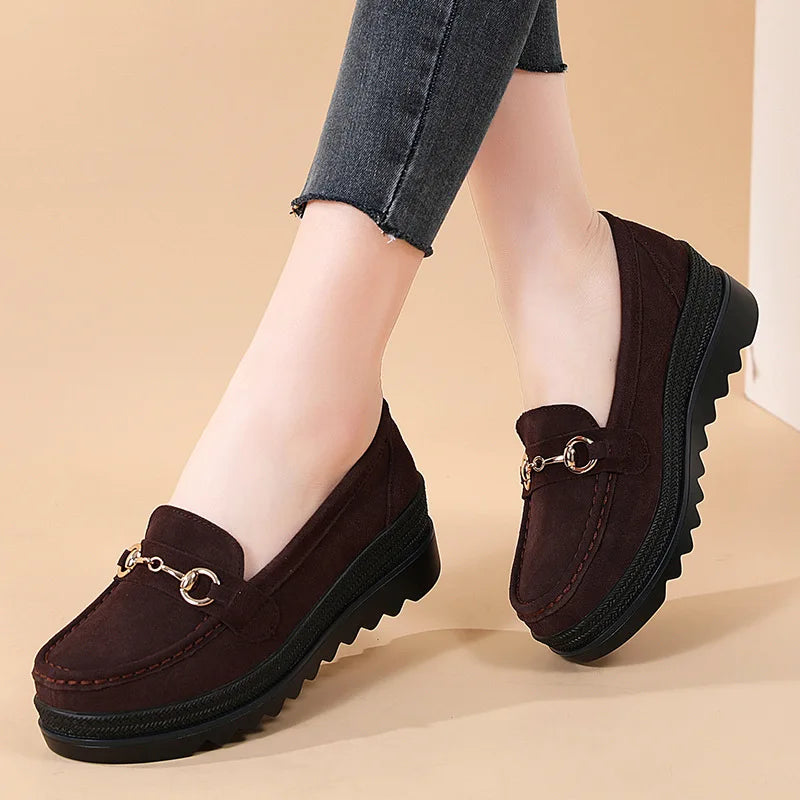 ELIZA | WOMEN'S LIGHTWEIGHT PLATFORM LOAFERS WITH METAL BUCKLE
