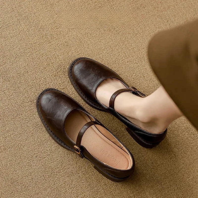 Evie | Chunky Heel Buckle Shoes