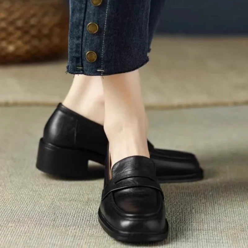 Maya | Soft Leather Square-Heel Loafers