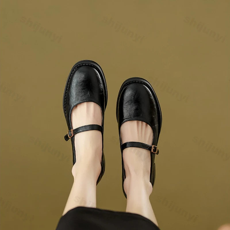 Evie | Chunky Heel Buckle Shoes