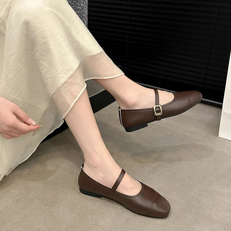 ALICE | WOMEN'S SQUARE-TOE BUCKLE CASUAL LOAFERS