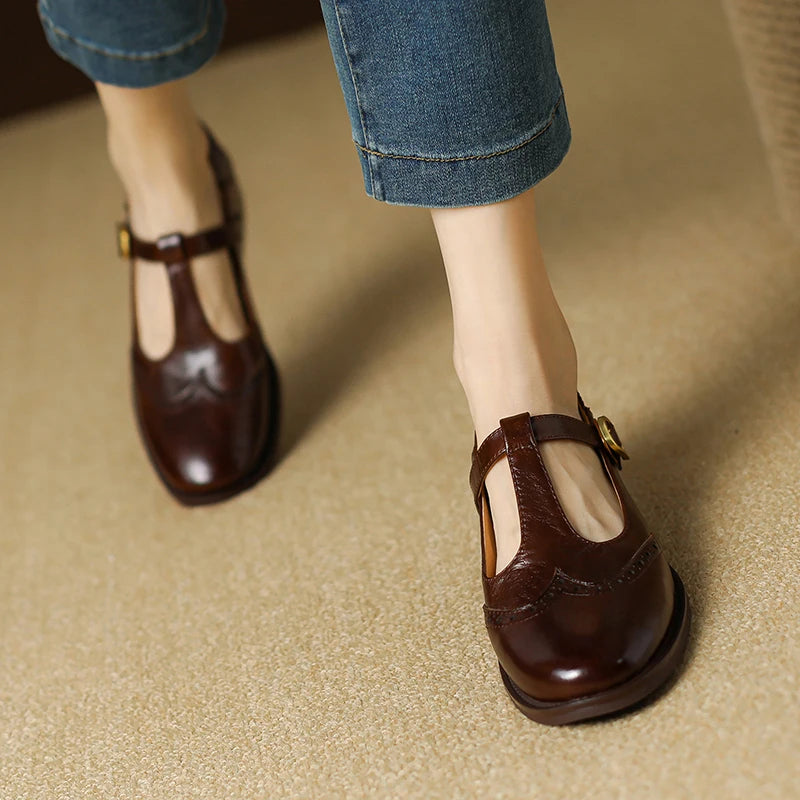 Ivy | Genuine Leather Mary Jane Heels
