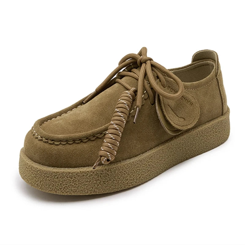 MYLA | WOMEN'S GENUINE LEATHER & SUEDE LACE-UP LOAFERS