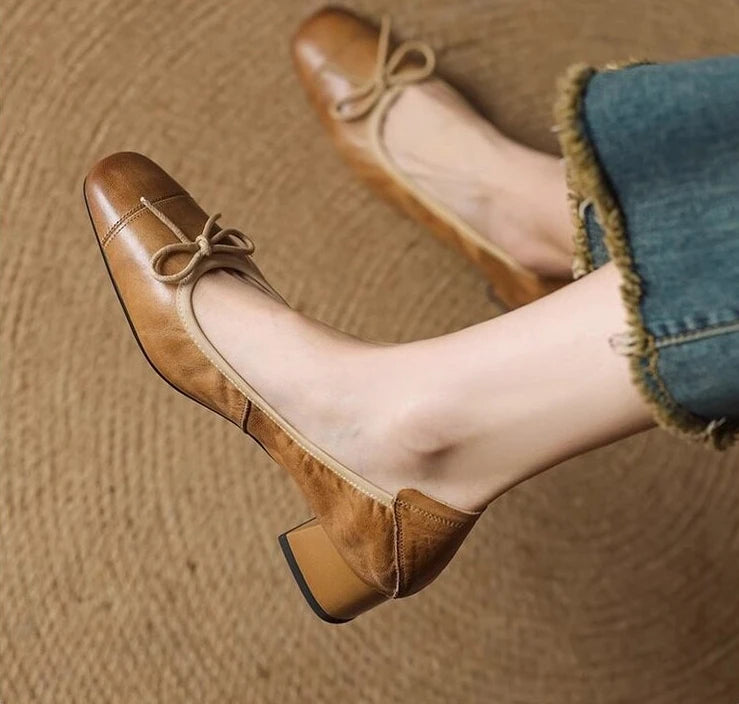 HAZEL | WOMEN'S SOFT LEATHER RETRO BOW SANDALS