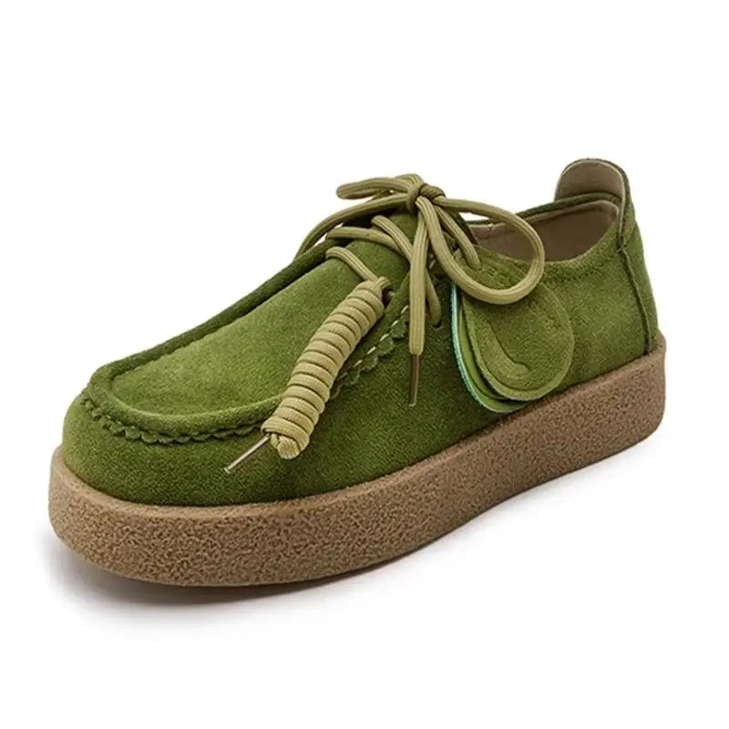 MYLA | WOMEN'S GENUINE LEATHER & SUEDE LACE-UP LOAFERS