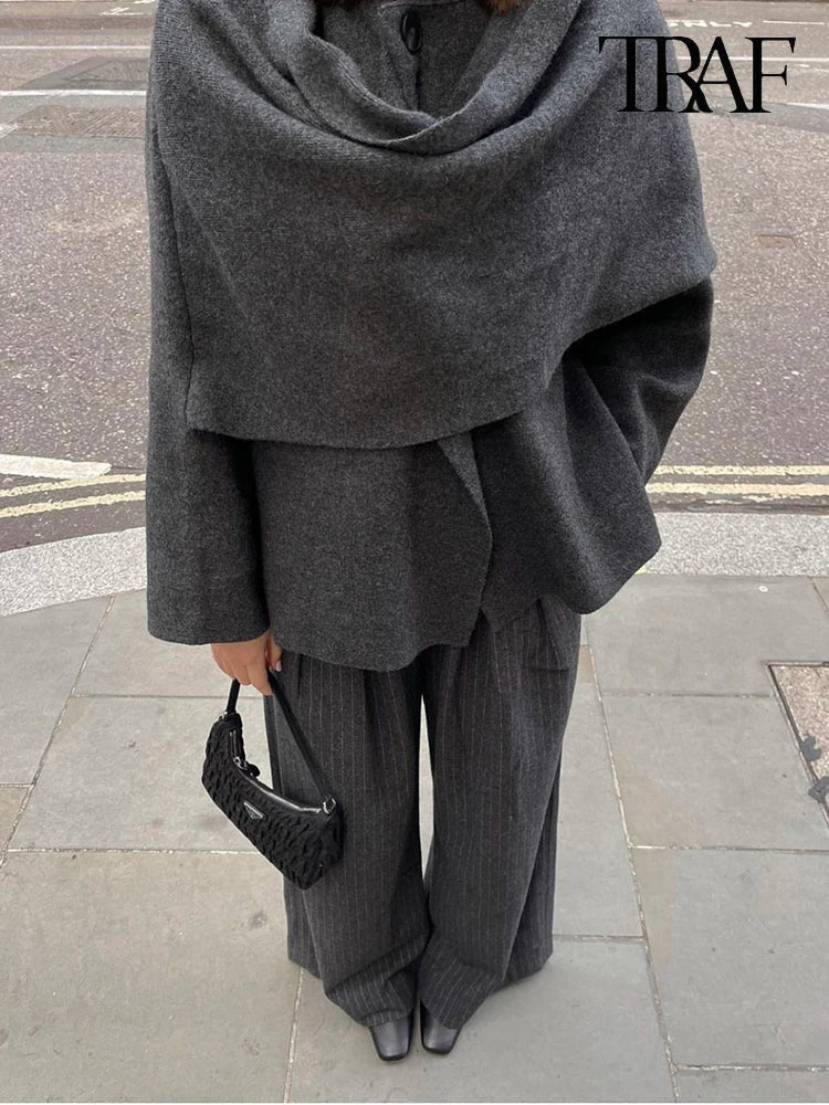 Women's Shawl Collar Knit Jacket with Button Front