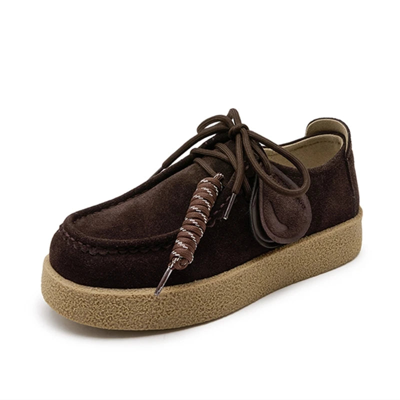 MYLA | WOMEN'S GENUINE LEATHER & SUEDE LACE-UP LOAFERS