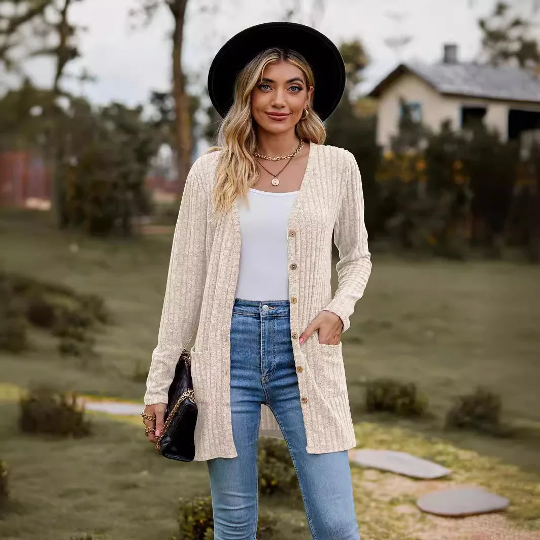 Eleanor | Women's Soft Ribbed Knit Long Sleeve Cardigan