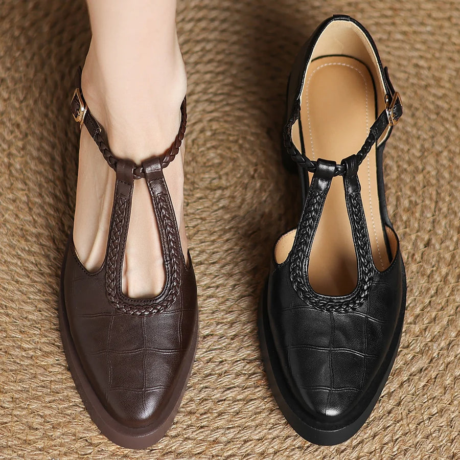 Maisy | Elegant T-Strap Mid-Heel Shoes