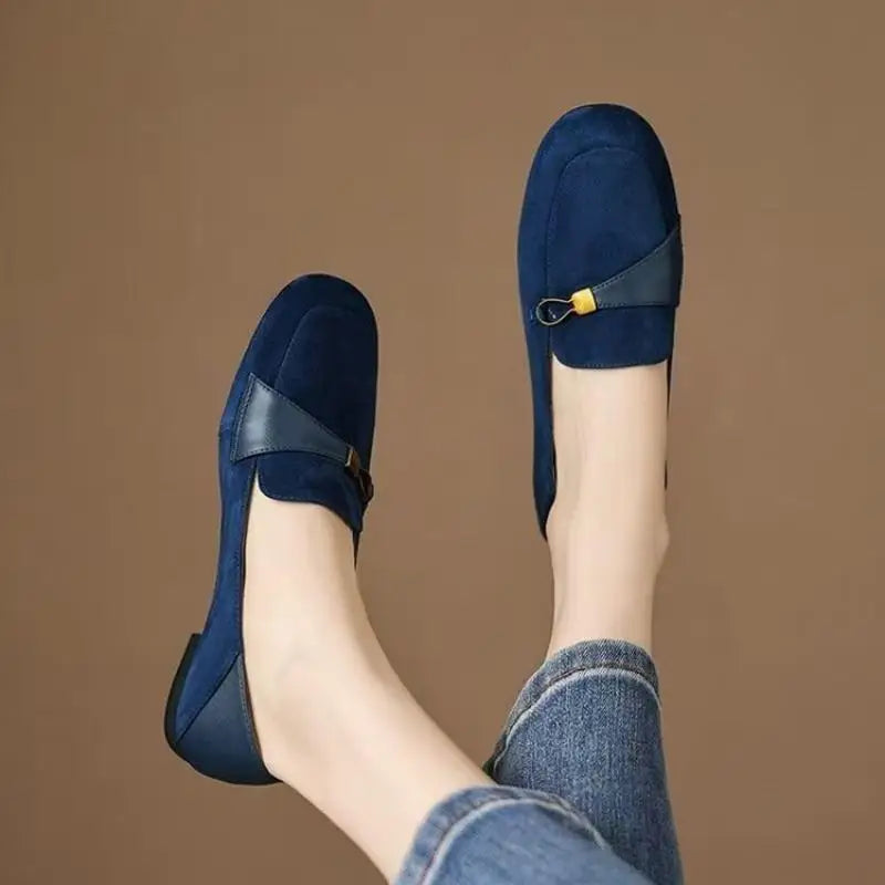 BELLA | WOMEN'S SQUARE-TOE SUEDE LOW-HEEL LOAFERS