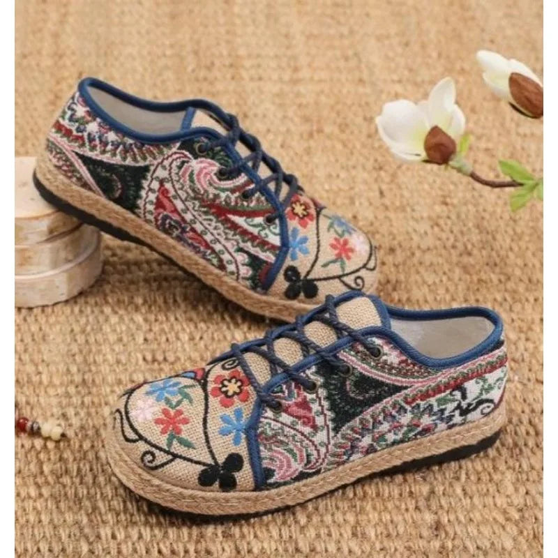 Lily | Woven Canvas Lace-Up Sneakers