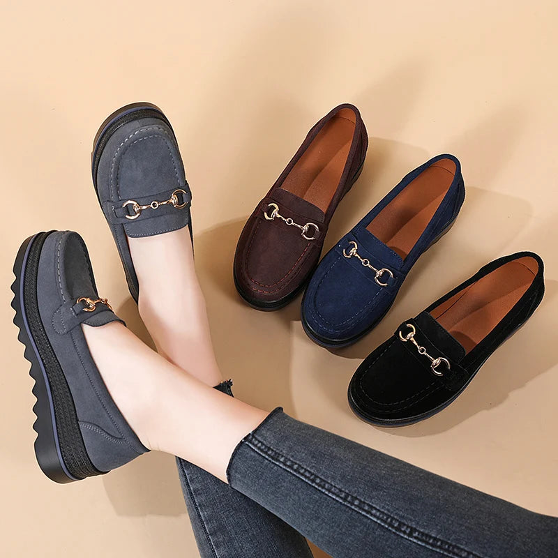 ELIZA | WOMEN'S LIGHTWEIGHT PLATFORM LOAFERS WITH METAL BUCKLE