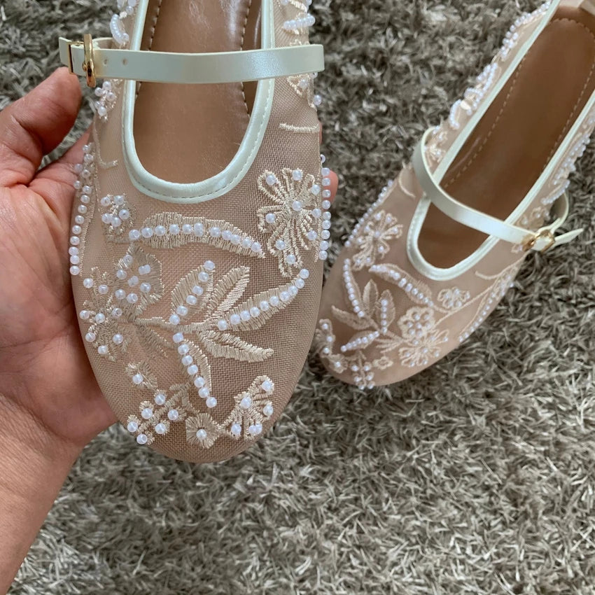 Ava | Pearl Chain Embroidered Flats