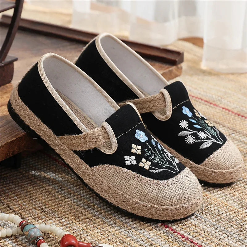 Ella | Boho Embroidered Canvas Shoes